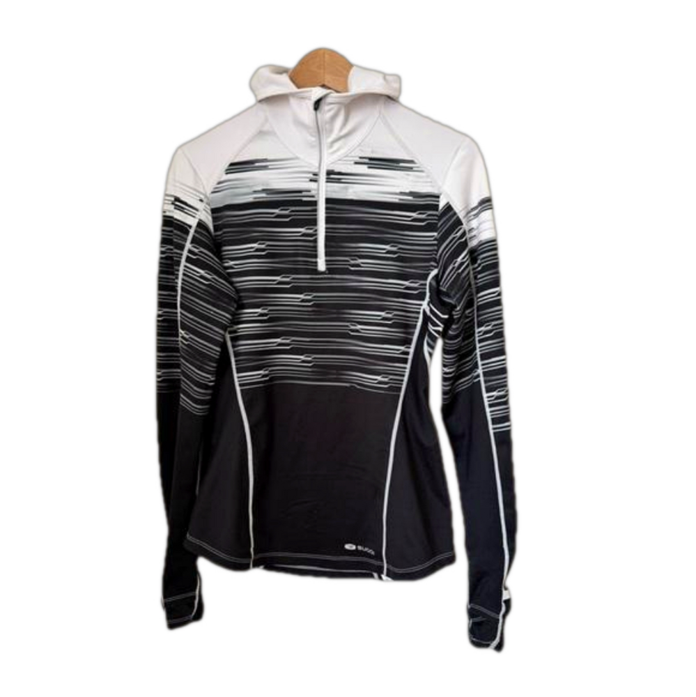 SUGOI Speedster 4 black and white hooded 1/4 zip. Size M